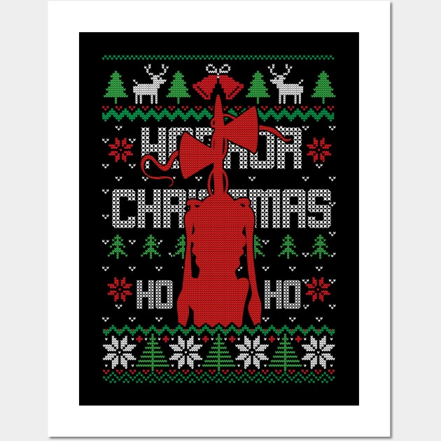 Scary Siren Head Horror ugly christmas sweater Wall Art by opippi